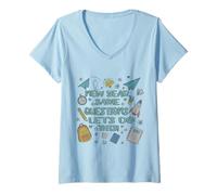 Femme Nouvel An Same Questions Teacher Back to School Design T-Shirt avec Col en V