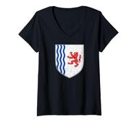 Femme Nouvelle-AQUITAINE Drapeau D'ARMES Drapeau du SUD-Ouest DE LA France T-Shirt avec Col en V
