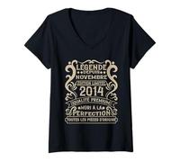 Femme Novembre 2014-11 Ans Anniversaire Cadeau Vintage 2014 T-Shirt avec Col en V