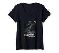 Femme Noyé coulé sans Trace Pirate crâne Horreur T-Shirt avec Col en V