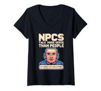 Femme NPC Logic Better Than People Gamer Graphic T-Shirt avec Col en V