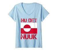 Femme Nu det Nuuk! C'est Assez Maintenant ! Drapeau du Groenland T-Shirt avec Col en V