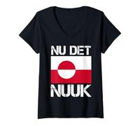Femme Nu det Nuuk! C'est Assez Maintenant ! Drapeau du Groenland T-Shirt avec Col en V
