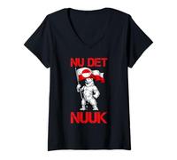 Femme Nu det Nuuk! C'est Assez Maintenant ! Ours Polaire Drapeau T-Shirt avec Col en V