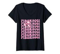 Femme Nœud à coquette Fibonacci Golden Ratio à géométrie sacrée pour fille T-Shirt avec Col en V