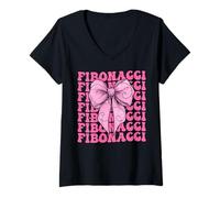Femme Nœud à coquette Fibonacci Golden Ratio à géométrie sacrée pour fille T-Shirt avec Col en V