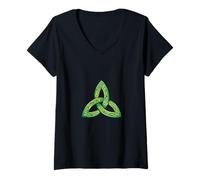 Femme Nœud Celtique Trinity Irish Heritage Trèfle Triquetra T-Shirt avec Col en V