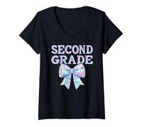 Femme Nœud Coquette 2e année I'm Ready for Second Grade Girl Kids T-Shirt avec Col en V