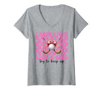 Femme Nœud coquette pour fille de hockey sur gazon I Know I Play Like A Girl T-Shirt avec Col en V