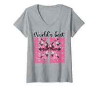 Femme Nœud coquette World's Best Rat Mom Mama Mouse pour la fête des mères T-Shirt avec Col en V