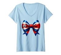 Femme Nœud pour Femme du Costa Rica Pura Vida Drapeau du Costa Rica pour Filles et Enfants T-Shirt avec Col en V