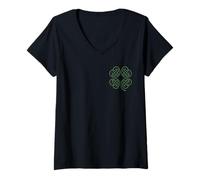 Femme Nœud trèfle Classique Nordique St Patrick T-Shirt avec Col en V