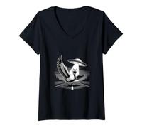 Femme Nuit d'enlèvement d'oie Extraterrestre OVNI T-Shirt avec Col en V