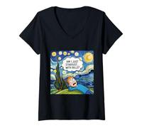 Femme Nuit étoilée Van Gogh Crise Existentielle Drôle Meme T-Shirt avec Col en V