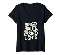 Femme Nuits de bingo et lumières de casino pour grand-mère T-Shirt avec Col en V