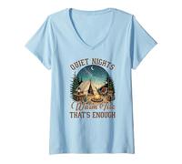 Femme Nuits tranquilles Feu Chaud Camping Extérieur Nature Design T-Shirt avec Col en V