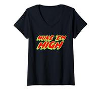 Femme Nuke 'Em High | Film Classique culte des années 80 T-Shirt avec Col en V