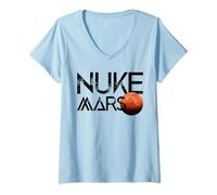 Femme Nuke Mars L'exploration Spatiale Terraform Vaisseau Spatial T-Shirt avec Col en V
