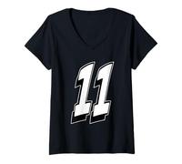 Femme Number Eleven #11 Uniforme de l'équipe de Sport pour Anniversaire 11 T-Shirt avec Col en V