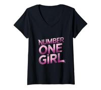 Femme Number One Girl Tee Femme Forte indépendante Original T-Shirt avec Col en V