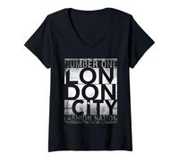 Femme Number One London City Fashion Tee Shirts, London Outfit T-Shirt avec Col en V