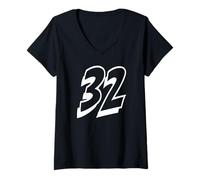 Femme Number Thirty Two #32 pour l'uniforme de l'équipe Sportive 32 T-Shirt avec Col en V