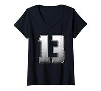 Femme Numéro 13 Treize T-Shirt avec Col en V