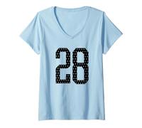 Femme Numéro 28 Sports Team Maillot de Football 28 Ans T-Shirt avec Col en V