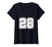Femme Numéro 28 Sports Team Maillot de Football 28 Ans T-Shirt avec Col en V