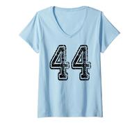 Femme Numéro 44 dans Le Style de l'équipe Sportive Grungy T-Shirt avec Col en V