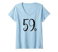 Femme Numéro 59 Cinquante-Neuf pour Les Femmes, 59 Ans 59e Anniversaire T-Shirt avec Col en V