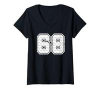 Femme Numéro 68 Sports Team 68th Jersey Varsity Birthday Football T-Shirt avec Col en V