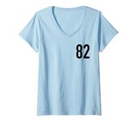 Femme Numéro 82 en Noir T-Shirt avec Col en V
