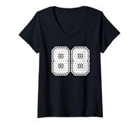 Femme Numéro 88 Sports Team 88th Jersey Varsity Birthday Football T-Shirt avec Col en V