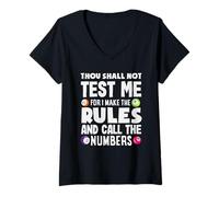 Femme Numéro d'appel du joueur de bingo Thou Shall Not Test Me T-Shirt avec Col en V