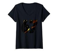 Femme Numéro de Style Abstrait 67 - Design Graphique Artistique T-Shirt avec Col en V