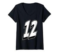 Femme Numéro Douze #12 Uniforme de l'équipe de Sport pour Anniversaire 12 T-Shirt avec Col en V