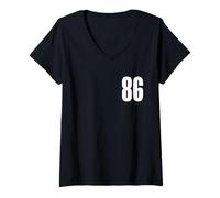 Femme Numéro Eighty Six #86 Uniforme d'équipe Sportive Anniversaire 86 T-Shirt avec Col en V