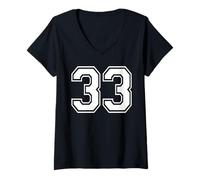 Femme Numéro Trente Trois #33 Uniforme de l'équipe Sportive Anniversaire T-Shirt avec Col en V
