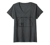 Femme Numéros de Rapport d'or de séquence de Fibonacci T-Shirt avec Col en V