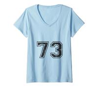 Femme Numéros de Sport Vintage 73 Soixante-Treize T-Shirt avec Col en V