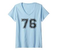 Femme Numéros de Sport Vintage 76 Soixante-Seize T-Shirt avec Col en V