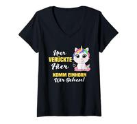 Femme Nur verrückte Hier komm Einhorn wir gehen. T-Shirt avec Col en V