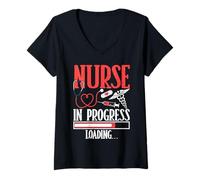 Femme Nurse in Progress Loading Healthcare Humor T-Shirt avec Col en V