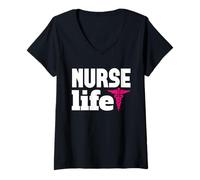 Femme Nurse Life Proud Nurses Funny Nursing for Women Men T-Shirt avec Col en V