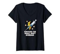 Femme Nurse Survived The Night Shift Scream T-Shirt avec Col en V