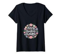 Femme Nursing Is All Rainbows And Butterflies Médical ------ T-Shirt avec Col en V