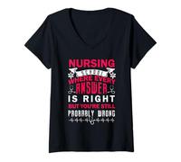 Femme Nursing School Where Every Answer is Right Nurse T-Shirt avec Col en V