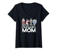 Femme Nutcracker MOM Ballet de Noël Amusant Meme T-Shirt avec Col en V
