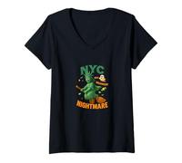 Femme NYC Nightmare Halloween Design - cuteStatue of Liberty Witch T-Shirt avec Col en V